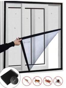 Adhesive Mosquito Net For Windows 150x130 Cm Multicolor (Color Sent At Random), Anti-Insect Mesh, Protection Against Mosquitoes And Flies, Window Screen With Adhesive Tape - Multicolor (random Color Sent) - View 1