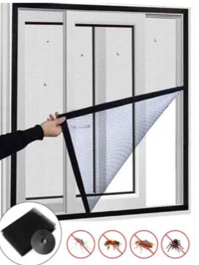 Mosquitera Adhesiva para Ventana 150x130 cm Multicolor (se envía color al azar), Malla Anti Insectos, Protección Contra Mosquitos y Moscas, Pantalla De Ventana Con Cinta Adhesiva