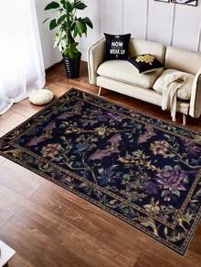 1 件超大风格区域地毯 - 复古美学，Oushak 设计，海军蓝，带花卉和蝙蝠图案，客厅地毯，地毯，客厅区域地毯，区域地毯，垫子，家居装饰，大客厅地毯 - 彩色 - 查看 4