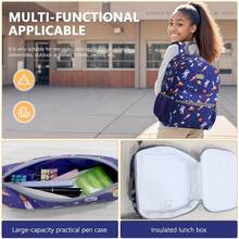 3 Pcs Kids Backpack Set - Lightweight Backpack In Fun Prints For School, Travel & Daycare, Ideal For Ages 6+, Roomy Interior, Durable & Water-Resistant Fabric & Loop For Lunch Bag - 太空 - 查看 3