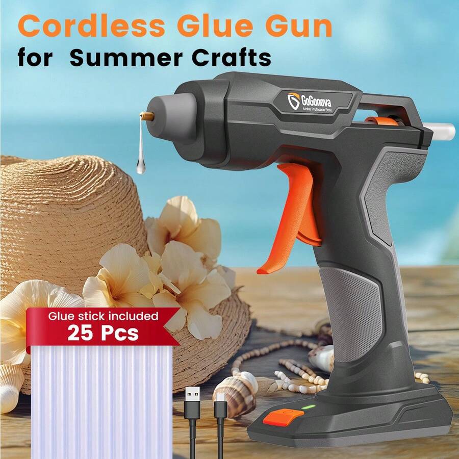 Gogonova 20s Fast-Heating Hot Glue Gun ,With 25 Glue Sticks For Halloween And Christmas Decorations, For DIY, Wedding Decor - 灰色 - 查看 1