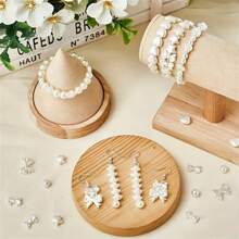 50g Cuentas grandes mixtas de 0.6-2.6cm de color beige perlado, cuentas redondas de flor y mariposa de acrílico que se pueden usar como cadenas de teléfonos móviles, collares, anillos, accesorios DIY y regalos