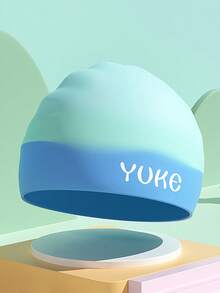 1pc Gradient Candy-Colored Silicone Swim Cap, Waterproof Swimming Cap With Ear Protection For Boys And Girls, Fits Large Head - Multicolor - View 7