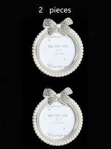 1/2/3 Pieces Of Bright Faux Faux Pearl Photo Frame, Baroque Style Faux Pearl Inlaid Rhinestone Decorative Frame, Photo Display Frame, Used For Office, Living Room, Bedroom Home Decoration (With Random Inner Paper)