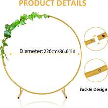 Gold Wreath Single Pole Arch, Floral Wedding Stage Backdrop Decor Props - Gold - View 9