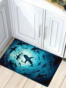 1pc Shark Outline Carpet, Indoor Rug Suitable For Bedroom, Living Room, Patio, Garden, Home Decor, Decorative Carpet, Bedroom Decor, Small Rug, Carpet, Home Decor, Living Room Carpet, Living Room Small Rug, Bedroom Rug, Living Room Home Decor, Outdoor Rug, Washable Carpet Back To School Halloween Decor Entryway Decor Bathroom Kitchen Decor
