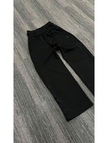 2025 New Double Waist Embroidered Sweatpants Men's And Women's  High Street Trousers Fake Two-Piece Trousers Loose Wide-Leg Trousers - Black - View 2