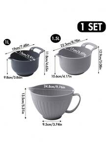 3件套多功能塑料搅拌碗套装，防滑沙拉碗，烘焙搅拌碗，防滑搅拌盘，清洁盘，厨房配件，易于清洁，适用于多种场合