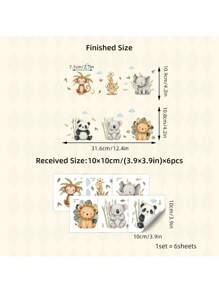 Watercolor Cute Forest Animal Wall Stickers - PVC Self-Adhesive Decals - For Toy Room/ Baby Room Decor / Nursery /Classroom Decor & Home Decoration & Cartoon Cute Animal Stickers & Birthday Present