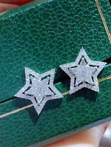 1 Pair Pentagram Shaped Fashionable Earrings, Fit For Parties And Everyday Wear, All Season