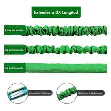 DMA Buena Calidad Manguera de Jardín 15m,22.5m,30m,38m,46m Expandible 3X de su tamaño original, Manguera de Retracción para riego de jardines, plantas, baño de mascotas, lavado de automóviles. Manguera Expandible 22.5m/75 ft con Boquilla Rociadora de Multifunción de 7 distintos tipos de riego y aspersión para tu jardín. Color Sorpresa (Azul y Verde) - Verde - Ver 6