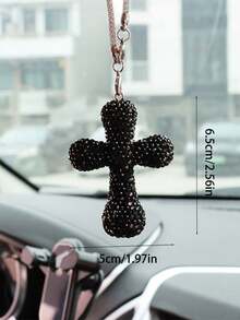 1 件装汽车内饰挂件 满钻圆头十字架车内后视镜挂件内饰装饰挂件
