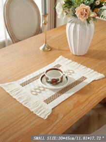 1 قطعة من منسوج الشراشيب الأنيق على الطراز القديم، مصنوع من القطن والكتان والجوت والدانتيل الريفي بنسيج شبيه بالكروشيه، قماش سميك، مناسب لطاولة القهوة والكومود والخزانة وحامل التلفاز والمفرش والطاولة الطعام وحصيرة الحماية وجري الطاولة وديكور المنزل وتجمعات العائلة وديكورات المناسبات والاستخدام الداخلي/الخارجي والتخييم والحفلات وحفلات الزفاف، متوفر بأحجام متعددة