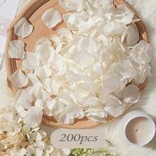 1个花童花篮，婚礼花篮，白色花瓣，饰以优雅珍珠蝴蝶结手柄，缎面花篮，适用于婚礼、婴儿派对等场合 - 象牙白