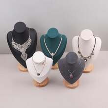 Organizador de terciopelo para exhibición de collares, soporte de exhibición de Joyas, busto de Maniquí, colgante de collar, exhibición de ventana WTJ8 - Negro - Ver 1