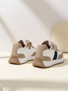 1 双男女通用卡其色休闲运动鞋，防滑耐磨平底复古风格户外儿童休闲鞋 - 卡其色 - 查看 5