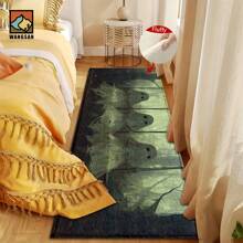 1 pièce Tapis antidérapant de salle de bain avec motif de citrouille fantôme d'Halloween, en matériau de cachemire artificiel, avec décoration moelleuse, convient pour les portes, les salles de bain, les cuisines et autres occasions, lavable en machine, antidérapant, décoration quotidienne, peut être offert en cadeau