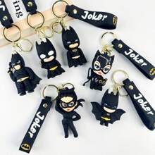 Warner Bros Chaveiro Batman e Mulher-Gato - Dupla de super-heróis com símbolo de morcego e design de gato para mochilas, carteiras e chaves de carro. Presente colecionável estiloso para fãs, perfeito para uso diário, cosplay e festas temáticas (inspirado em Gotham City).