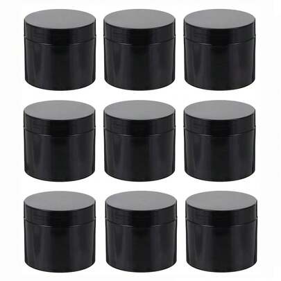 9 件 - 直径 7 厘米，带盖黑色塑料罐，化妆品容器广口罐，用于粘液、珠子、水钻、亮片化妆品、乳液、面霜、软膏等，有 8 种容量可供选择