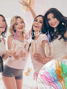 1/5/10/15 件 PET 葫芦形吸管，适用于儿童趣味派对、单人派对装饰吸管、卡通艺术形塑料吸管、可重复使用的塑料饮用吸管、甜蜜婚礼派对吸管，适合节日派对、为早餐牛奶或果汁增添乐趣、毕业派对、圣诞礼物。 - 彩色 - 查看 6