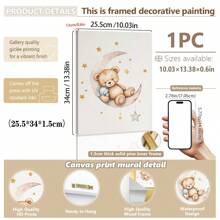 1件婴儿房墙饰。泰迪熊主题儿童房墙画，月亮星星图案儿童房装饰画，可爱小熊气球海报，儿童房装饰，婴儿礼物，复古可爱励志海报，儿童礼物。女孩房装饰，游戏室装饰，幼儿房墙饰。 - 彩色 - 查看 17