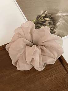 1pc French Mesh Big Scrunchie, High-End Hair Tie For Ponytail, Chiffon Extra Large Foam Hair Scrunchies, Suitable For Daily Styling, Dates, Gatherings, Photos, Spring/Summer Outfits Accessories Head Accessories