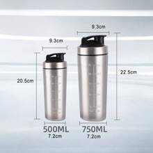 Portable Stainless Steel Shaker Bottle Protein Powder Leak Proof Shaker Cup Sport Mug With Scale Outdoor Fitness Whey Shakes Cup - màu đen - Xem 8