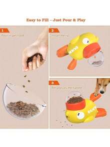 1 Set Interactive Press Operated Dog Treat Dispenser Toy, Slow Feeder Food Bowl, Duck Shaped, Promotes Healthy Eating & Mental Stimulation, Battery-Free - Multicolor - View 11