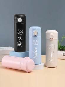 1pc Customized Stainless Steel Water Bottle, 420ml Personalized Name Insulated Cup, Customized Stainless Steel Water Bottle, Self-Customized Name Insulated Leak-Proof Stainless Steel Cup, Stainless Steel Bottle, Back To School, Party, Travel, School Water Bottle, Birthday, Graduation Ideal Gift, Boys, Girls, Teens Water Bottle Gift