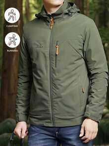 Men's Casual Waterproof Windbreaker, Men's Coats, Winter Coat, Hoodies, Camping, Hiking Jacket - 綠色 - 查看 2