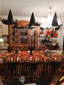 Sombrero de mago negro de Halloween, sombrero de mago de tela Oxford, accesorio de disfraz, sombrero de bruja puntiagudo, sombrero de mago para fiestas y festivales