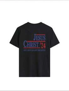 Women's Casual Versatile Graphic Print Crew Neck Short Sleeve T-Shirt, New For Summer - 黑色 - 查看 3