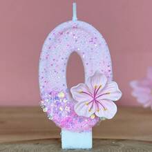 1 件生日蜡烛数字，蛋糕装饰数字 0-9 蜡烛，浪漫派对首选数字蛋糕生日装饰，节日周年派对蛋糕蜡烛数字，闪亮数字 - 漸層粉色花 - 查看 13