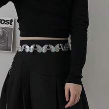 1 件夏季波西米亚风复古蝴蝶腰链，带绿松石珠，可调节