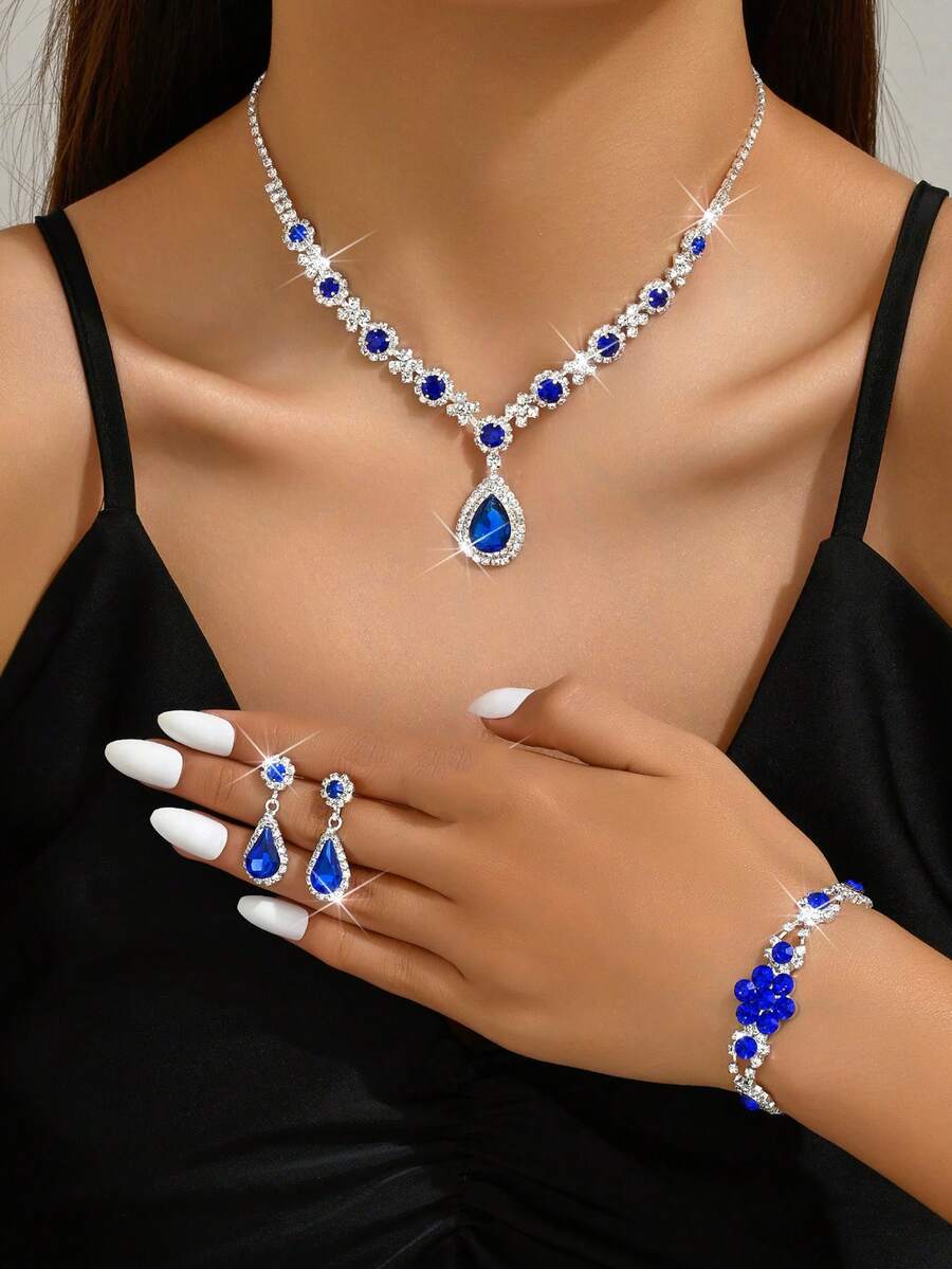 1 套女士时尚首饰套装，包含项链、耳环和手链