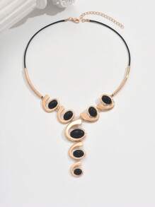 1 Stück minimalistischer Metallanhänger in geometrischer Schneckenform mit schwarzem Kunstharz, geeignet für den täglichen Gebrauch und zum Ausgehen