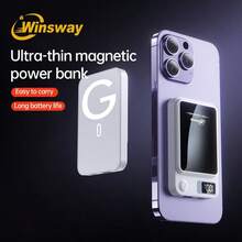 Winsway 5000mAh Magnetic Wireless Power Bank, Convenient Wireless Magnetic Charging, Dual Devices Parallel Power Supply, Ultra-Thin Body For Easy Boarding, LED Digital Display Shows Power Level - White - View 7