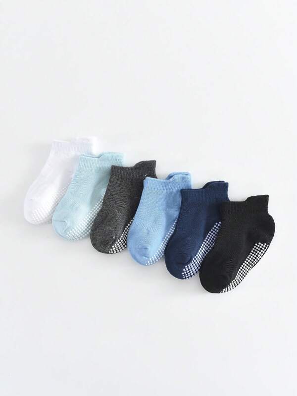 6 Pairs Non-Slip Ankle Socks For Baby Boys And Girls, Suitable For Infants And Children