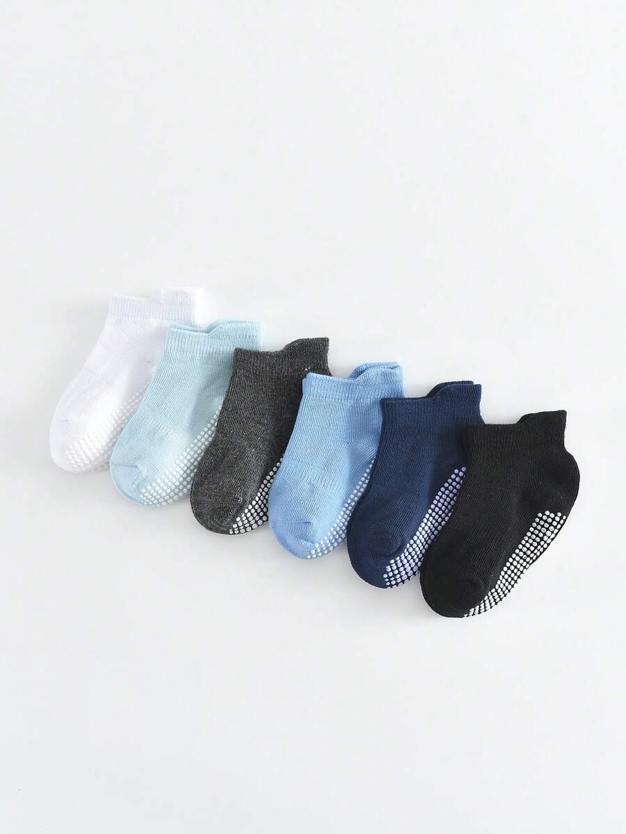 6 Pairs Non-Slip Ankle Socks For Baby Boys And Girls, Suitable For Infants And Children