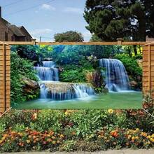 1 件 2D 横幅 [大型生动瀑布横幅] - 雨林瀑布，大型生动的户外派对装饰，无需电力