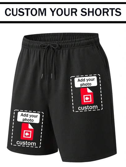 Customized Men's Casual Sports Shorts, Customizable With Text, Logo, Group/Team Design, Name, Lucky Number, Pet/Family Photo, Or Any Design Of Your Choice