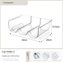 1pc No Drill Plastic Transparent Wine Rack With Cup Holder, Stackable Bar/Countertop/Fridge Storage For Wine Bottles And Tumblers, Home Kitchen Living Room Display Shelf