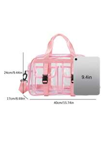 Large-Capacity, Highly Attractive Transparent PVC Travel Bag, Daily Versatile Fashion Leisure Fitness Bag, Niche Design Hand-Held Storage Bag, Equipped With Adjustable Long Shoulder Strap, Simple And Generous, Suitable For Travel, Yoga, Swimming And Fitness, Etc.