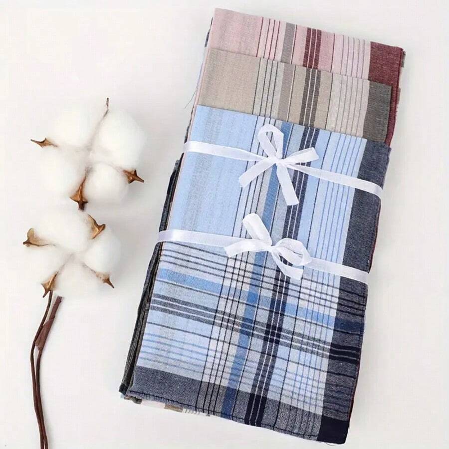 6pcs Classic Plaid Handkerchiefs - Unisex Fashion Checkered Pocket Squares, Multi-Color Options, Soft & Durable For Daily Use - Multicolor - View 1