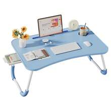Lap Desk For Laptop Bed Trays For Eating And Laptops Bed Desk Bed Table Tray Stand With Cup Holder/Drawer Lap Tray Breakfast In Bed Tray For Sofa/Couch/Writing On Low Sitting Floor Large Portable - 藍色 - 查看 2