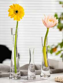 1个简约现代潮流玻璃花瓶，透明水培玻璃，客厅花瓶，北欧ins风创意装饰，家居装饰，房间装饰花瓶