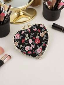 便携式折叠化妆镜，配有可爱的布套和印花图案，双面化妆镜适合家庭和旅行，非常适合美容爱好者和化妆爱好者，是送给女性、女孩、母亲、朋友和妻子的理想礼物