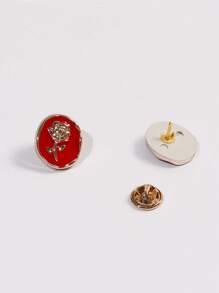 2 pièces Ensemble de broche ovale noire et rouge en résine ABS à la mode, mini épingle de revers antidérapante pour le port quotidien