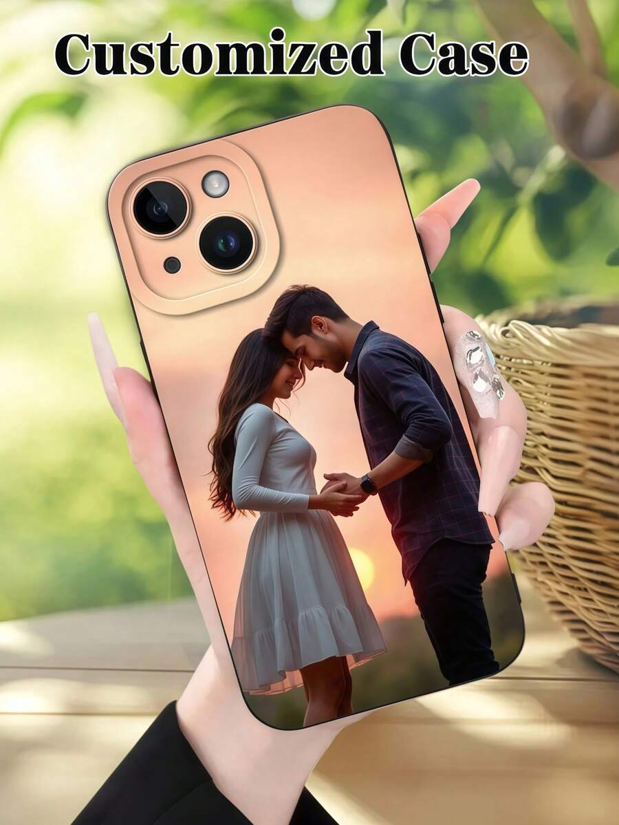 1pc Custom Photo Phone Case, Personalized Image On Black TPU Case, Compatible With Apple 16/15/14/13/12/11 Pro Max, 14/15/16 Plus, Galaxy S25/S24/S23/S22 Ultra Accessories. Full Protection Shock-Resistant Back Cover, Suitable As Anniversary, Valentine's, Birthday, Wedding, Thanksgiving, Father's Day, Couples, Friend Gift For Mom, Dad, Boyfriend, Girlfriend. - Black - View 1