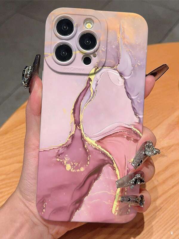 Marble Pattern Liquid Silicone Full Body Protection Anti-Shock Anti-Fall Soft TPU Rubber Phone Case, Transparent White Black Colors Suitable For IPhone 15 14 13 12 11 XS XR X 8 7 S Mini Plus Pro Max SE, For Men & Women